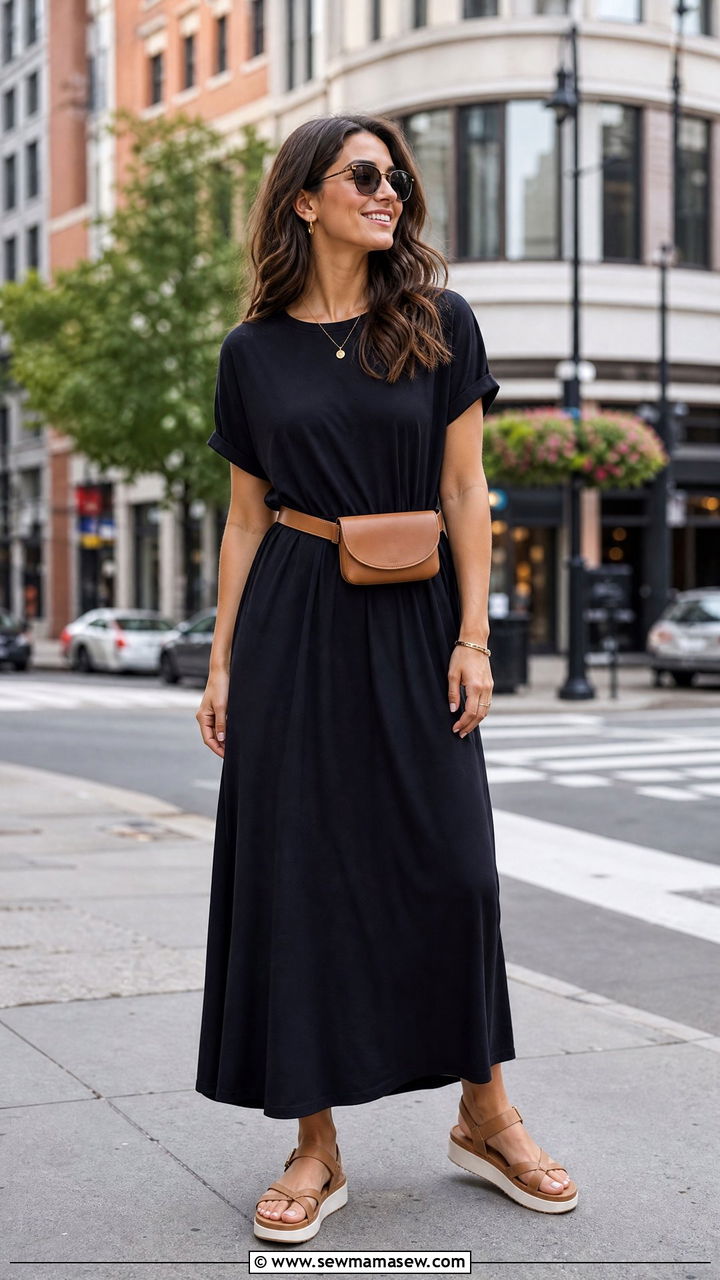 Maxi Dress With Belt Bag Outfit - 35 maxi dress outfits ideas