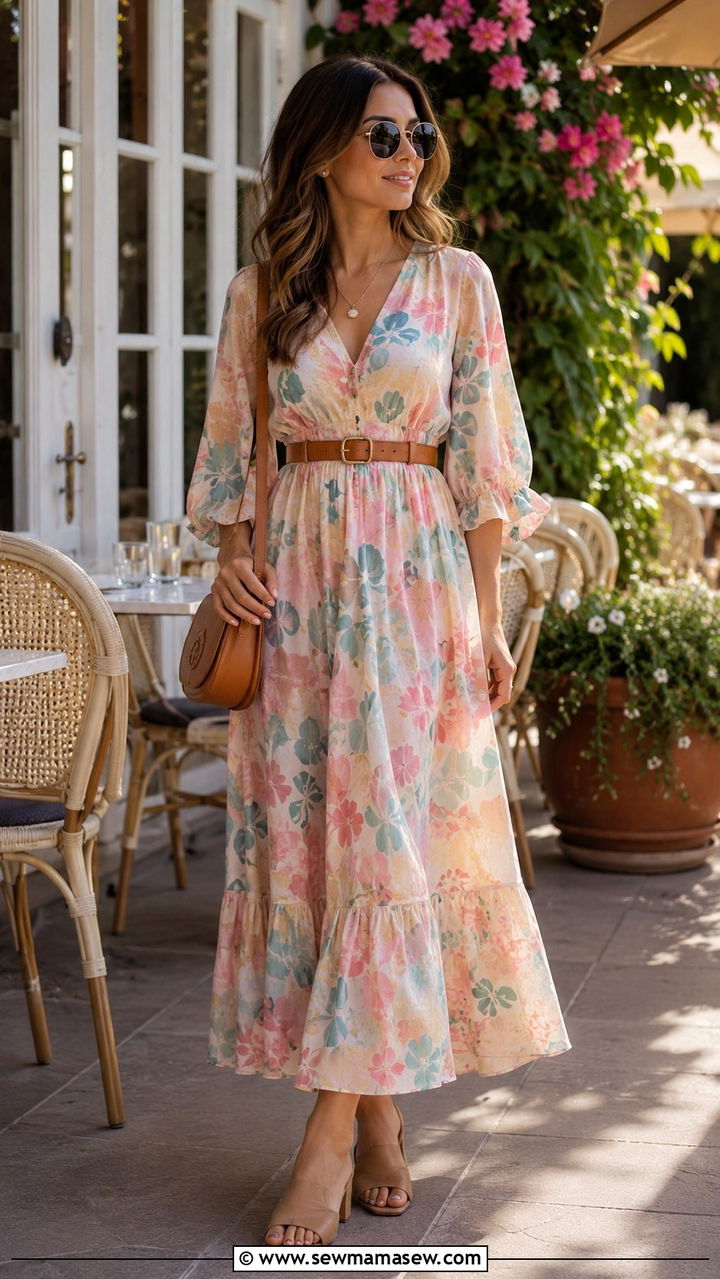 Maxi Dress With Belt For Brunch Outfit - 30 Maxi dress with a belt outfit ideas