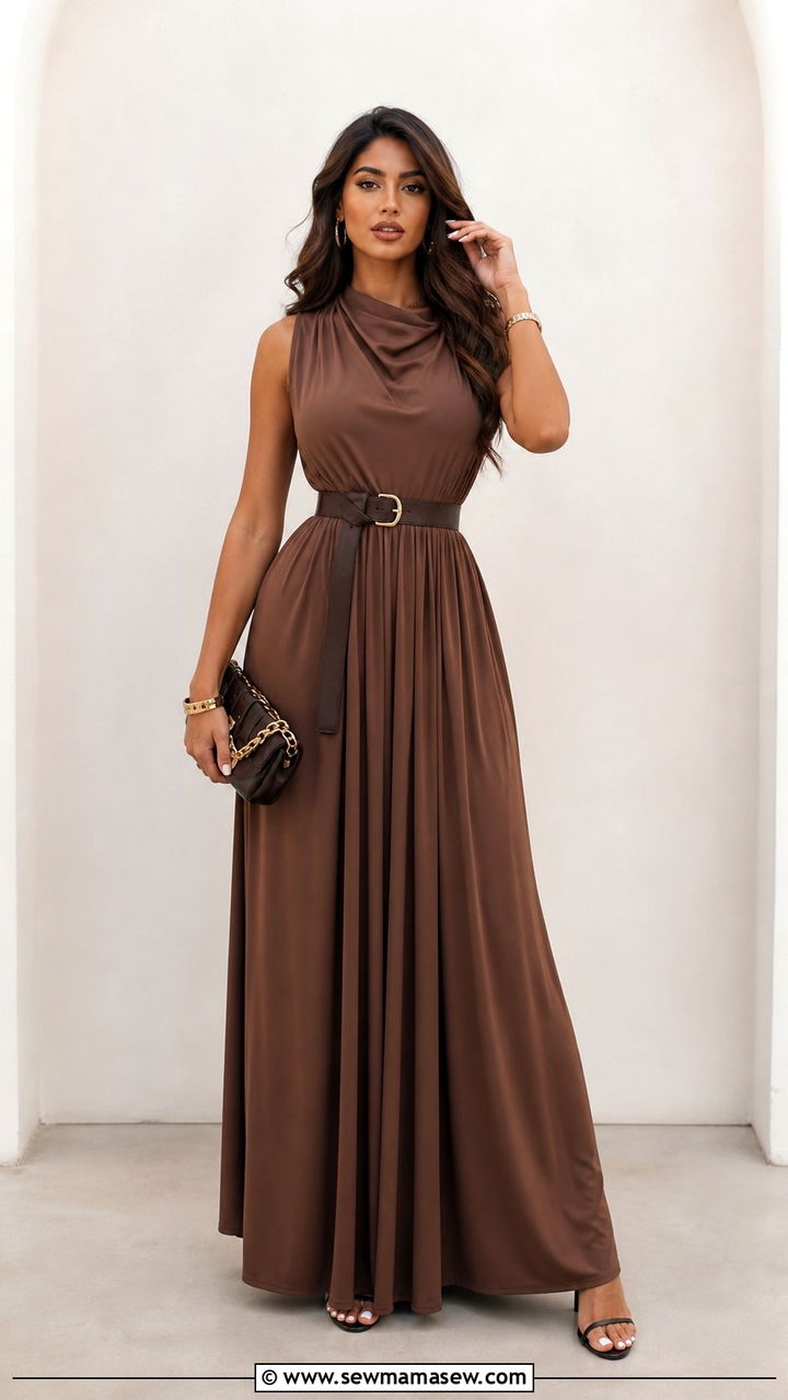 Maxi Dress With Belt Outfit For Hourglass Shape - 40 maxi dress outfit ideas