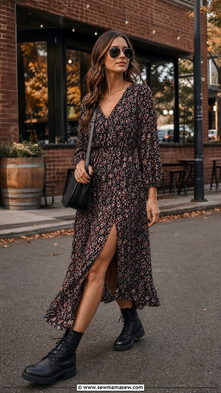 Maxi Dress With Biker Boots - 35 how to style maxi dress