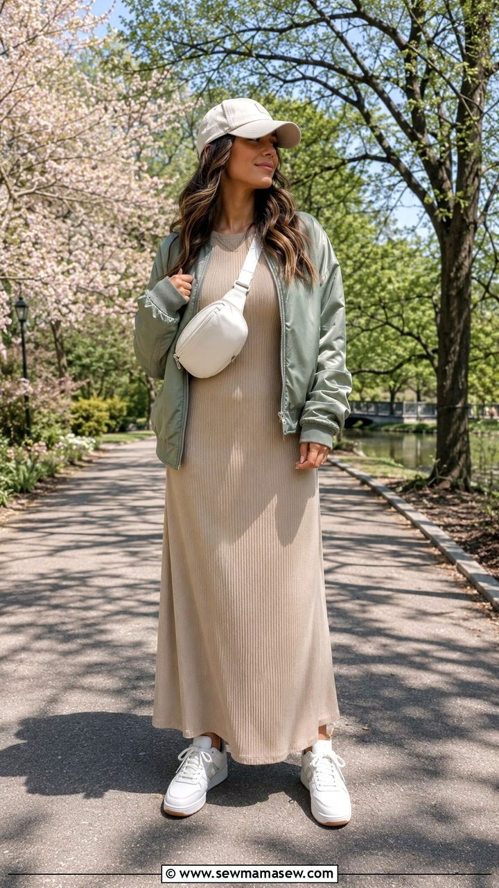 Maxi Dress With Bomber Jacket - 30 How to style a maxi dress in spring