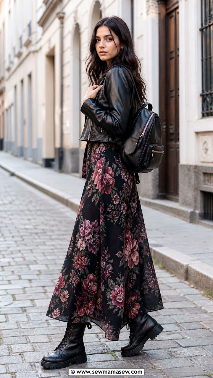 Maxi Dress With Combat Boots - 40 cute maxi dress outfits