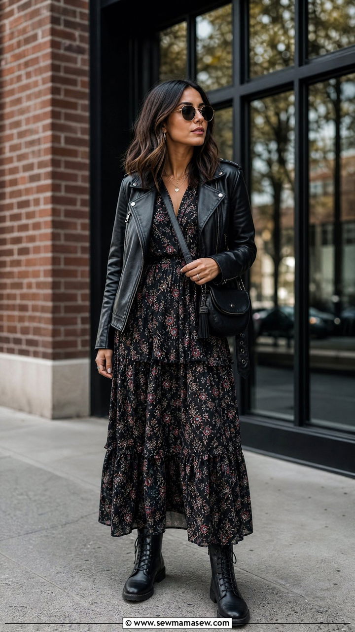Maxi Dress With Combat Boots - 35 maxi dress outfits for women