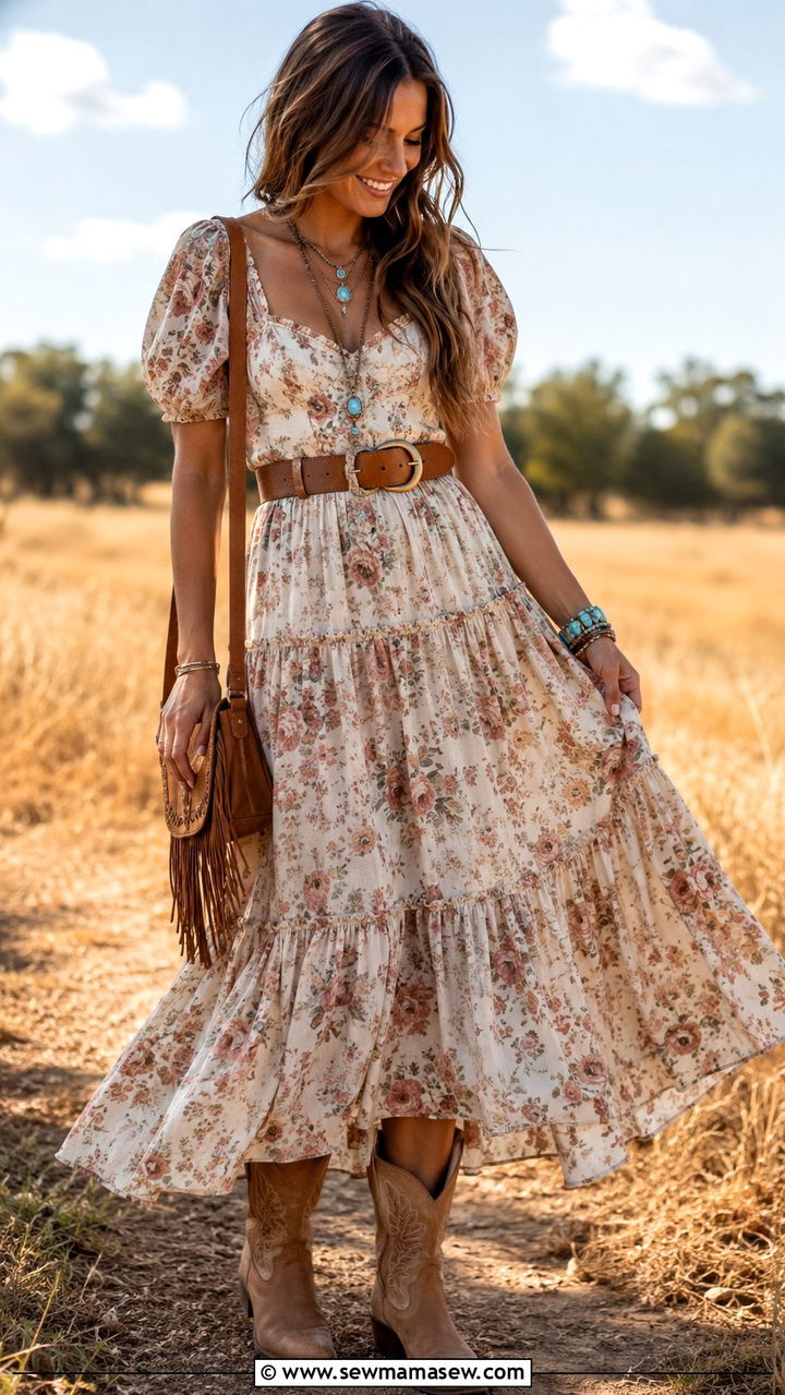 Maxi Dress With Cowboy Boots - 30 How to style a maxi dress in spring