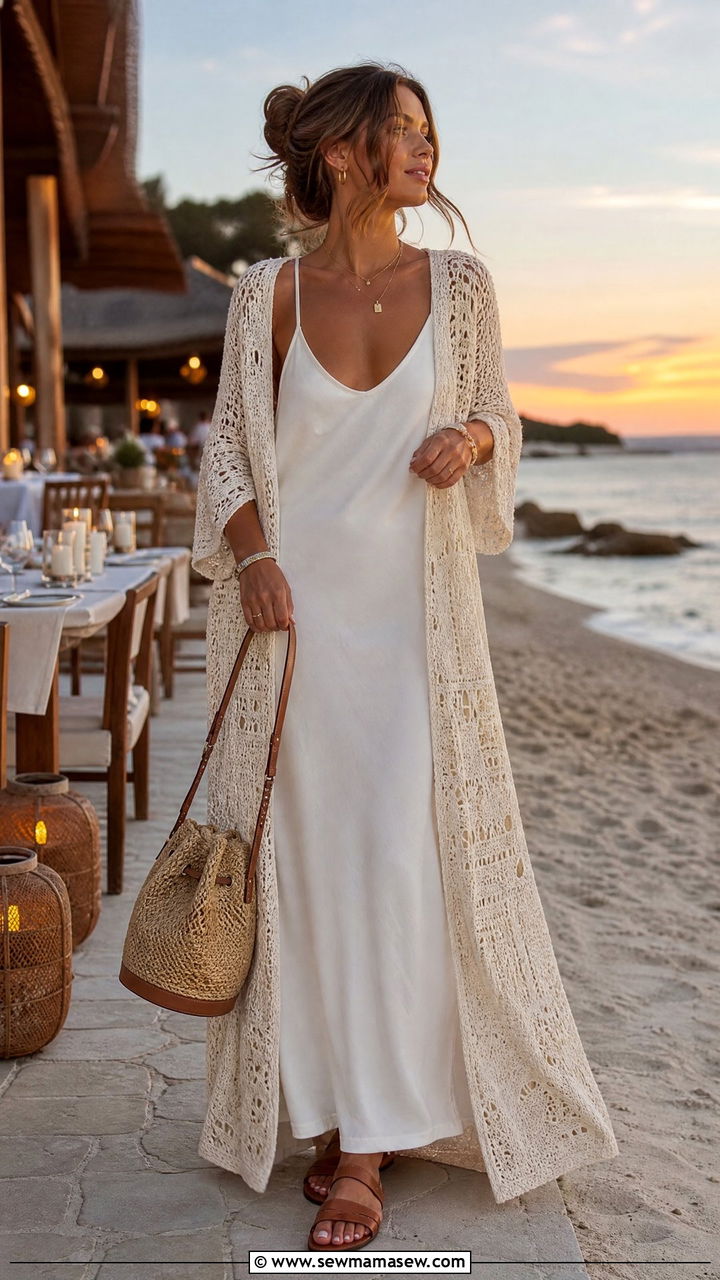 Maxi Dress With Crochet Layer Outfit - 35 maxi dress outfits ideas