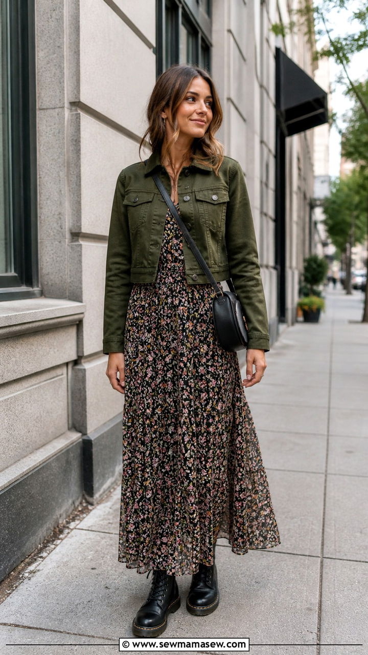 Maxi Dress With Cropped Jacket - 40 cute maxi dress outfits