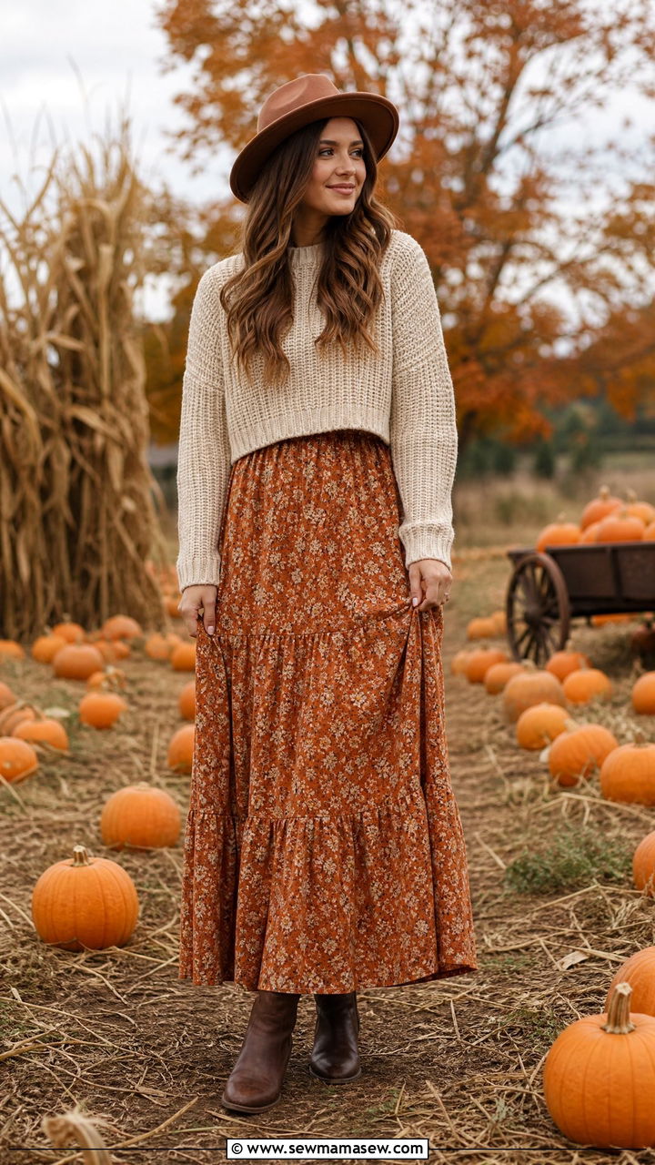 Maxi Dress With Cropped Sweater And Ankle Boots For Fall - 35 maxi dress outfit ideas for women