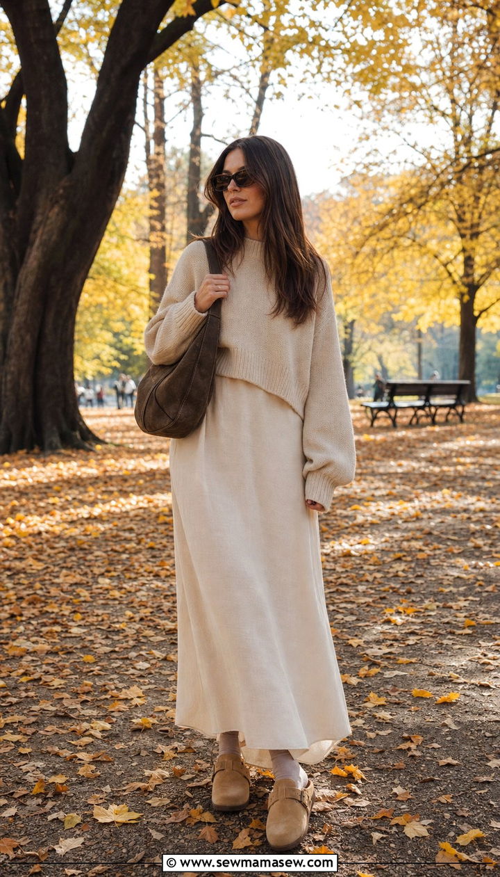 Maxi Dress With Cropped Sweater - 35 casual maxi dress outfits