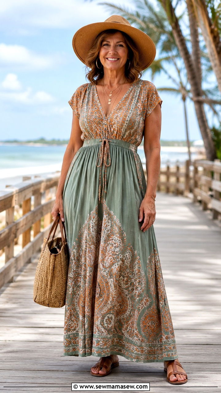 Maxi Dress With Defined Waist for Pear Shape - 20 Outfit ideas for pear shape over 50