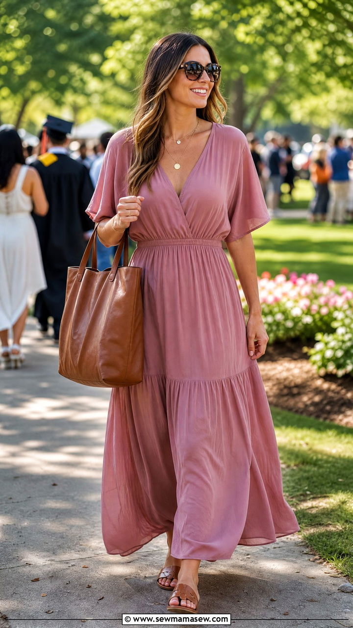 Maxi Dress With Defined Waist - 35 Graduation outfits for moms