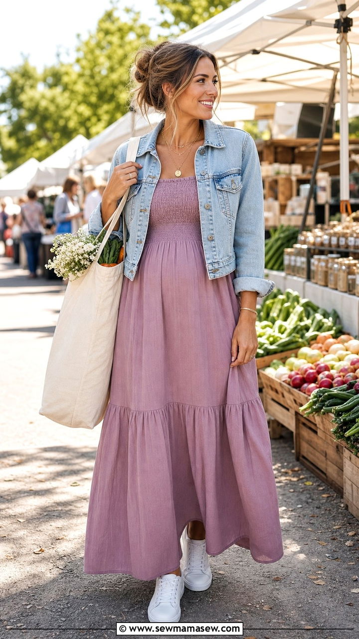 Maxi Dress With Denim Jacket Postpartum - 25 classy outfits for postpartum women