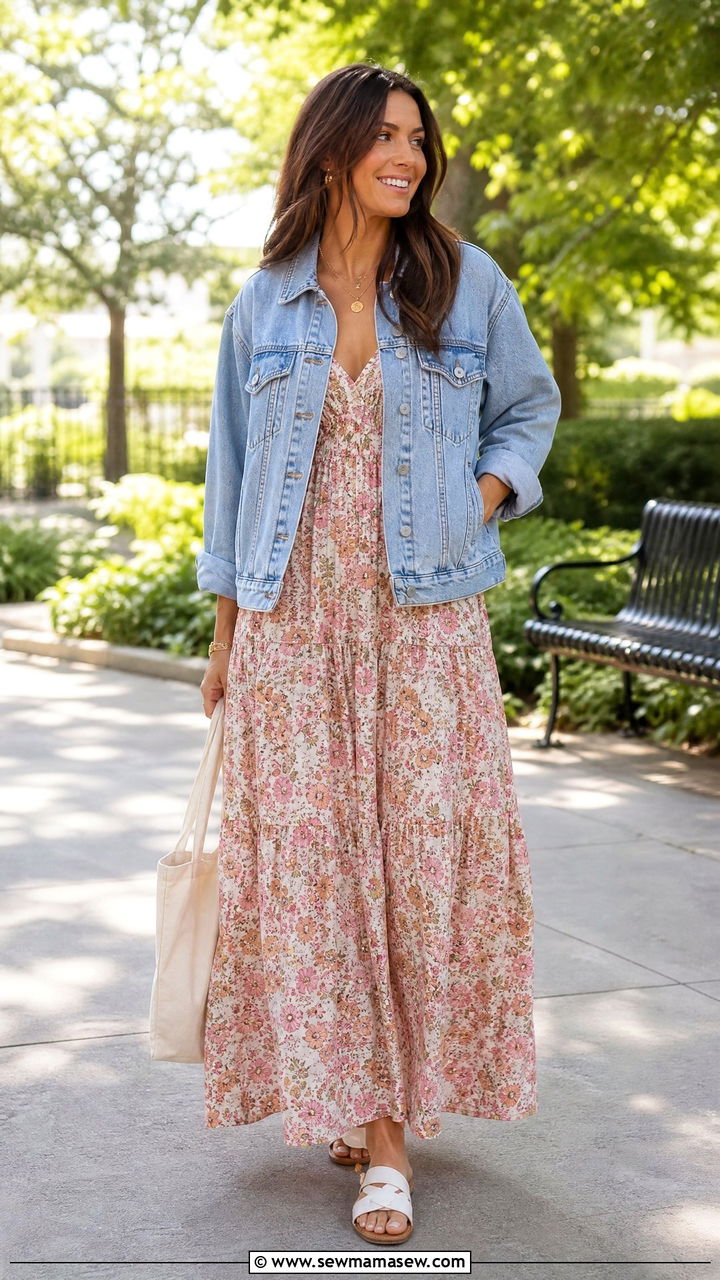 Maxi Dress With Denim Jacket - 35 how to style maxi dress