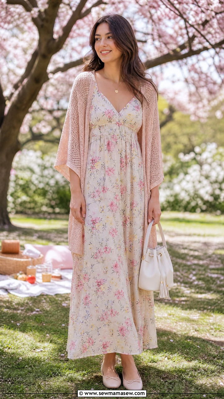 Maxi Dress With Kimono Cardigan For Spring - 30 Maxi dress with a kimono outfit ideas