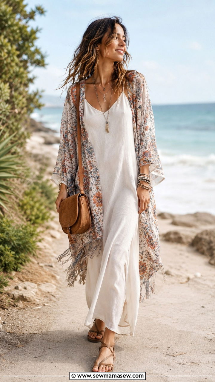 Maxi Dress With Kimono Jacket - 30 How to style a maxi dress in spring
