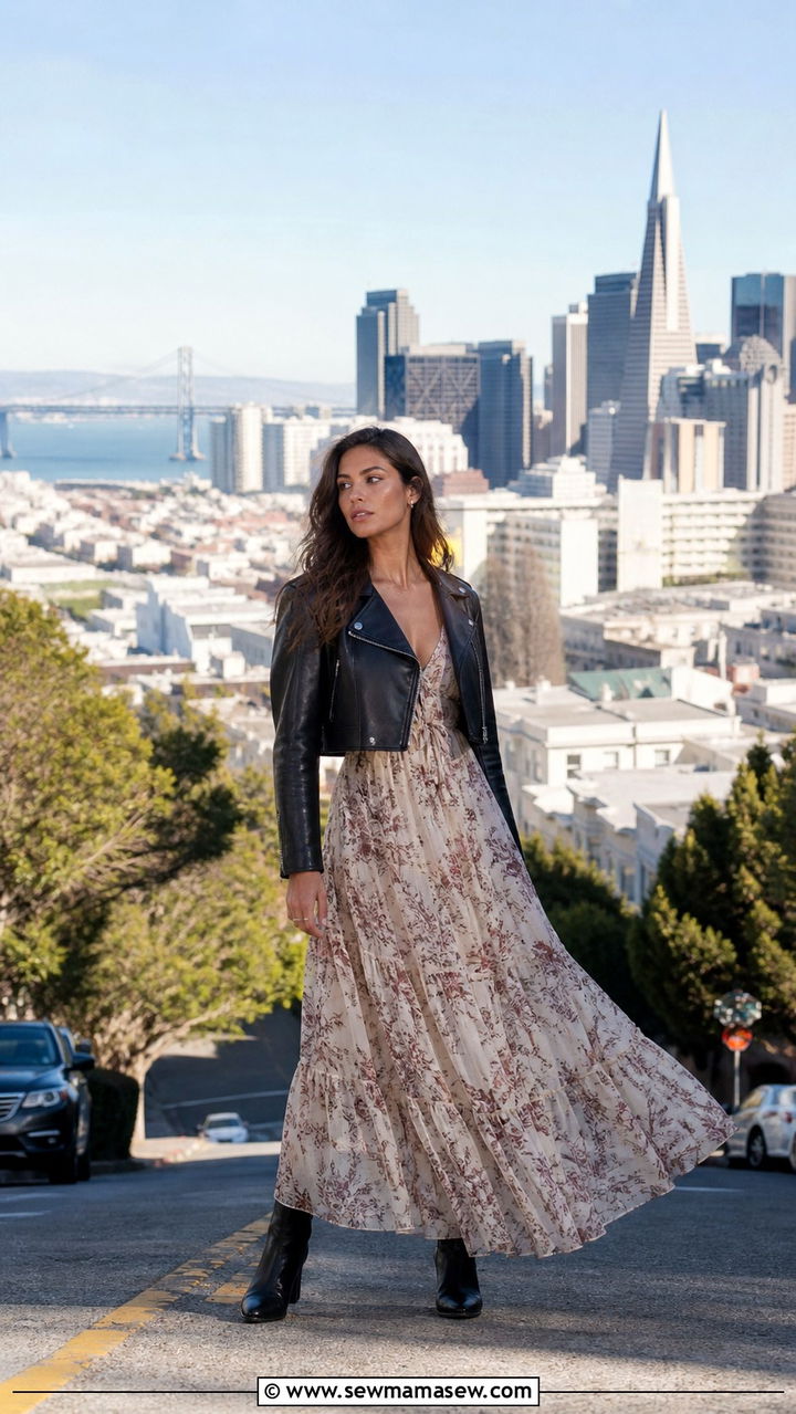 Maxi Dress With Leather Jacket San Francisco - 40 San Francisco outfit ideas