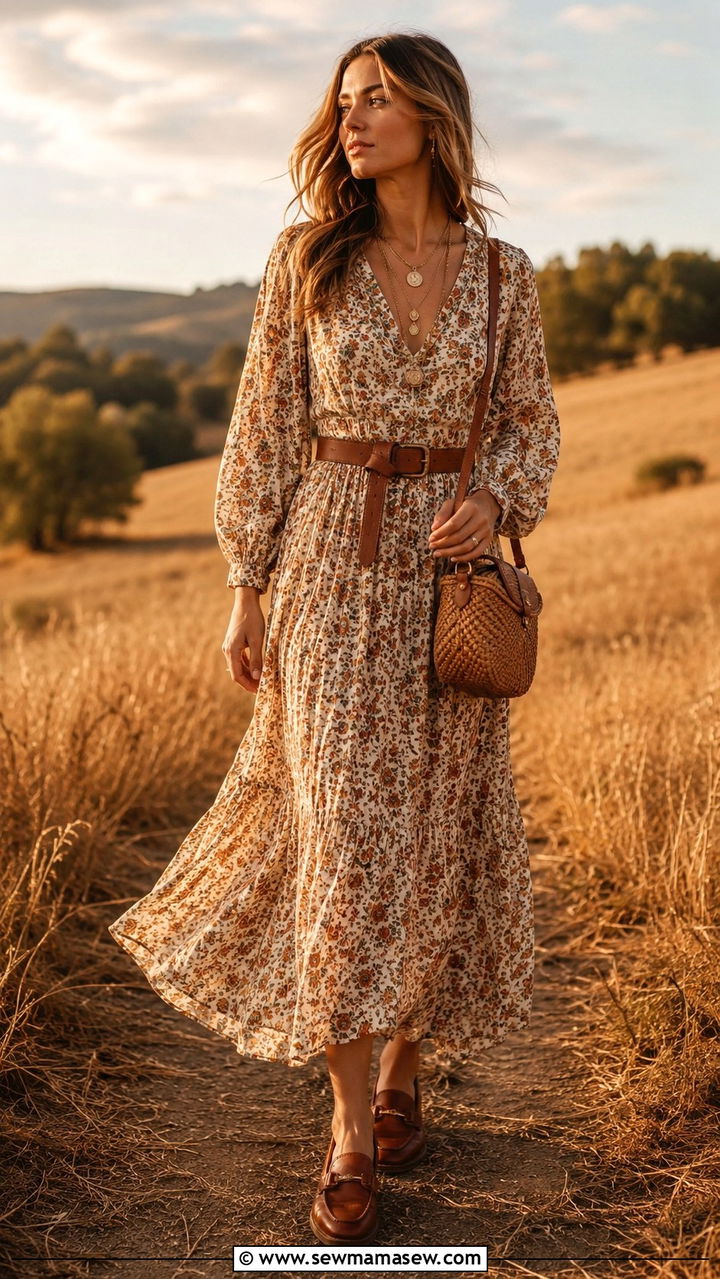 Maxi Dress With Loafers for Bohemian Style - 30 How to style loafers