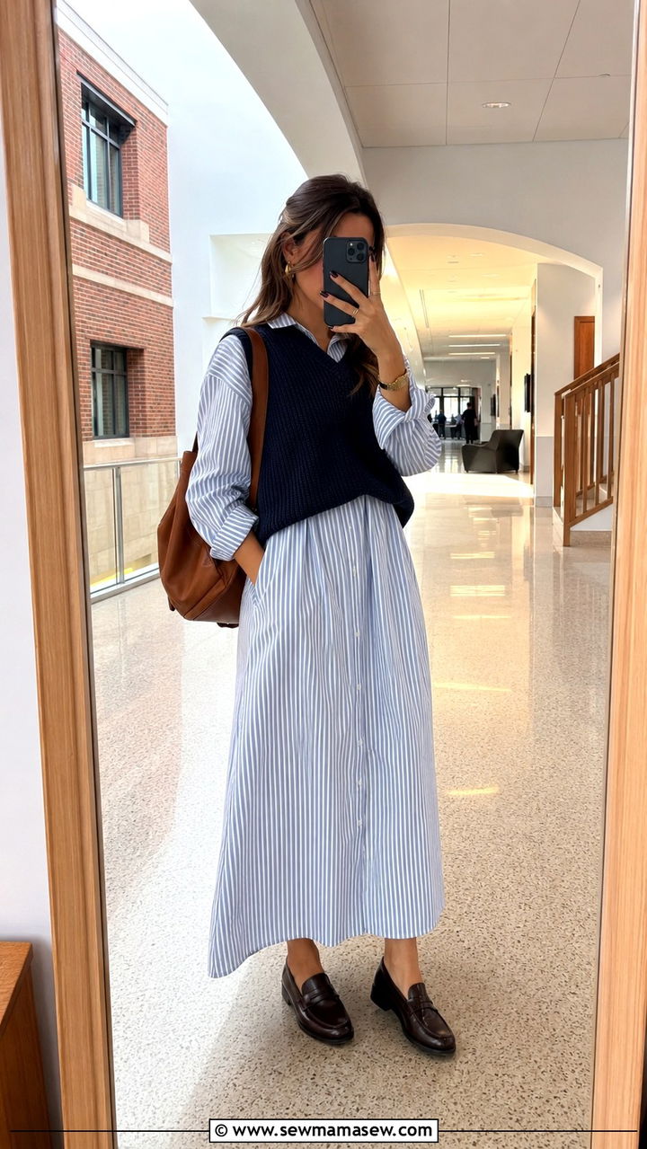 Maxi Dress With Loafers - 30 Modest outfit ideas with maxi dress