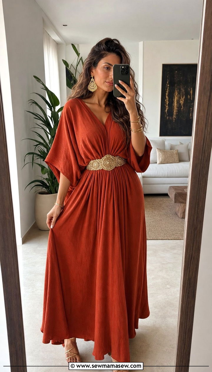 Maxi Dress With Moroccan Belt Outfit - 25 Eid outfit ideas Moroccan