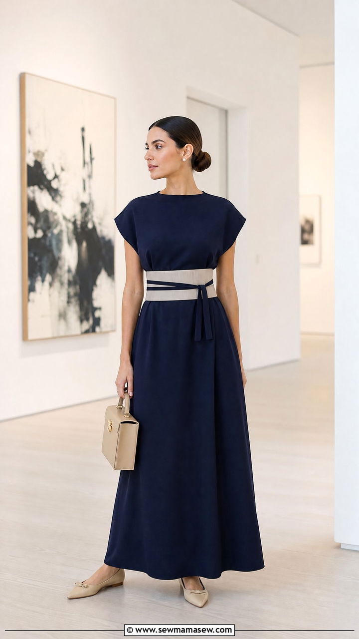 Maxi Dress With Obi Belt And Pointed Toe Flats - 30 Maxi dress with a belt outfit ideas