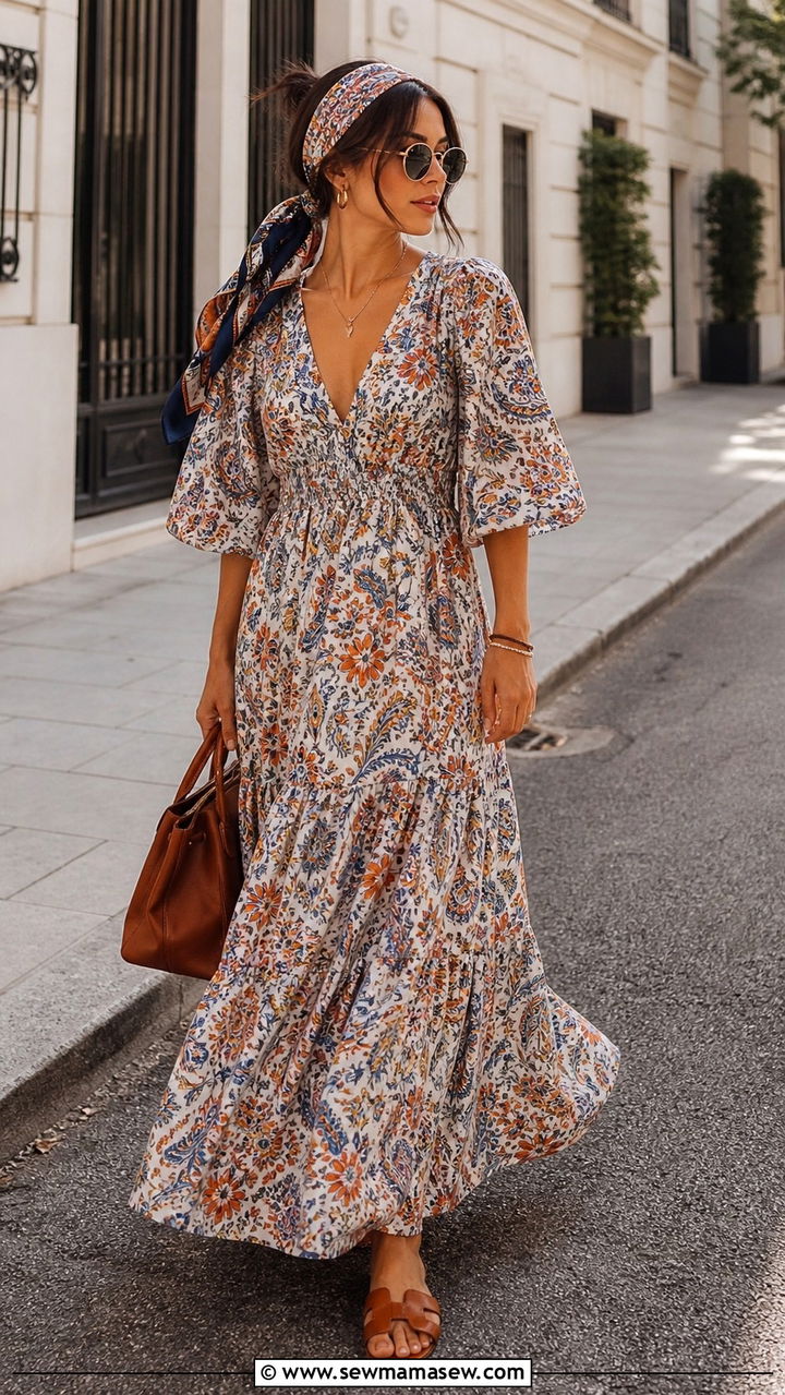 Maxi Dress With Scarf - 40 cute maxi dress outfits