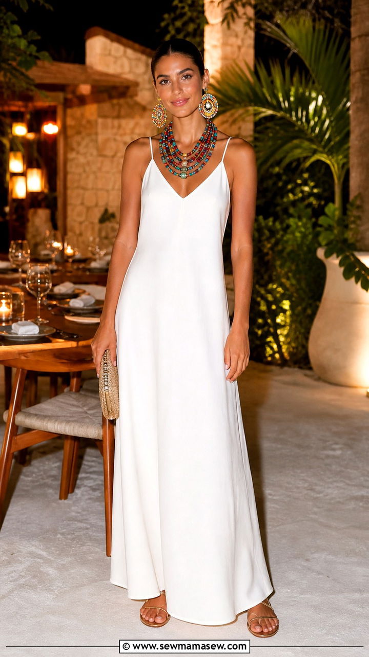 Maxi Dress With Statement Jewelry - 40 cute maxi dress outfits