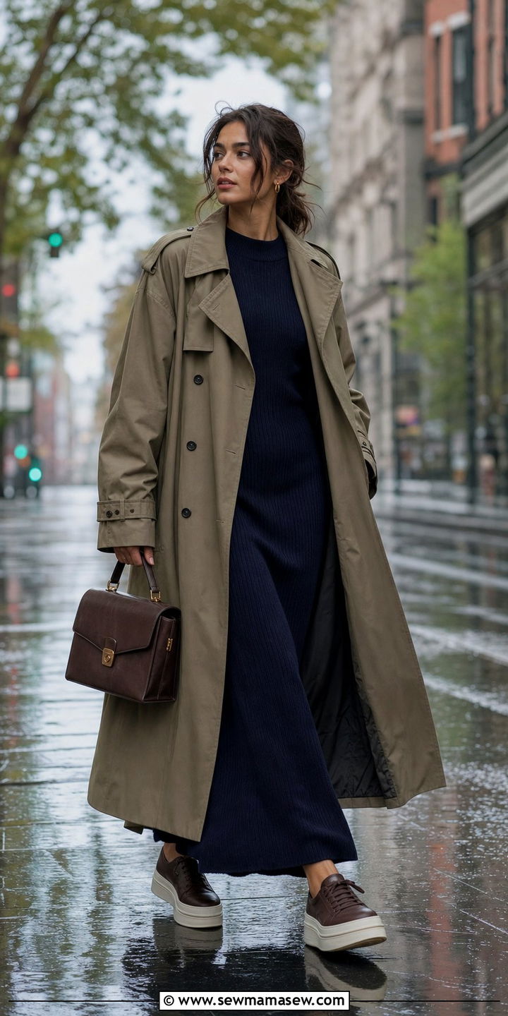 Maxi Dress With Trench Coat - 35 casual maxi dress outfits