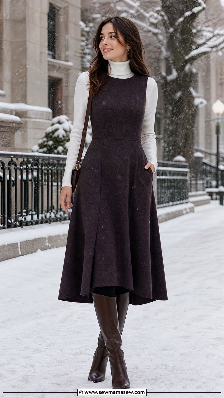 Maxi Dress With Turtleneck Underneath - 30 Modest outfit ideas with maxi dress