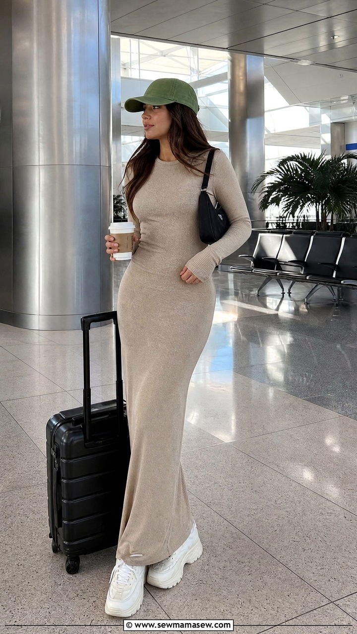 Maxi Dress and Chunky Sneakers Outfit - 35 how to style maxi dress outfits