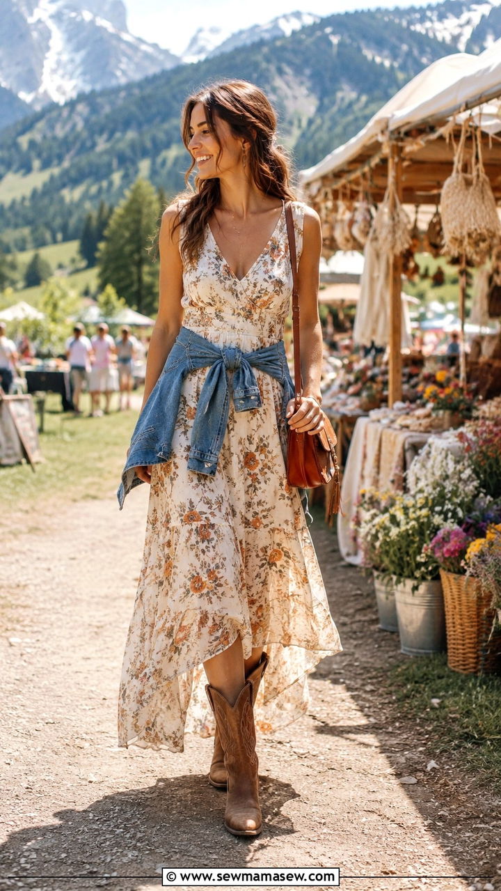 Maxi Dress and Cowboy Boots Outfit - 20 Cowgirl outfit ideas 2026
