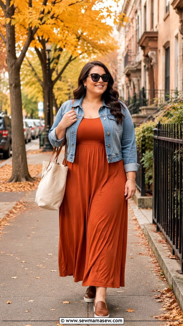 Maxi Dress and Denim Jacket Travel Outfit Curvy - 25 Travel outfit ideas curvy women