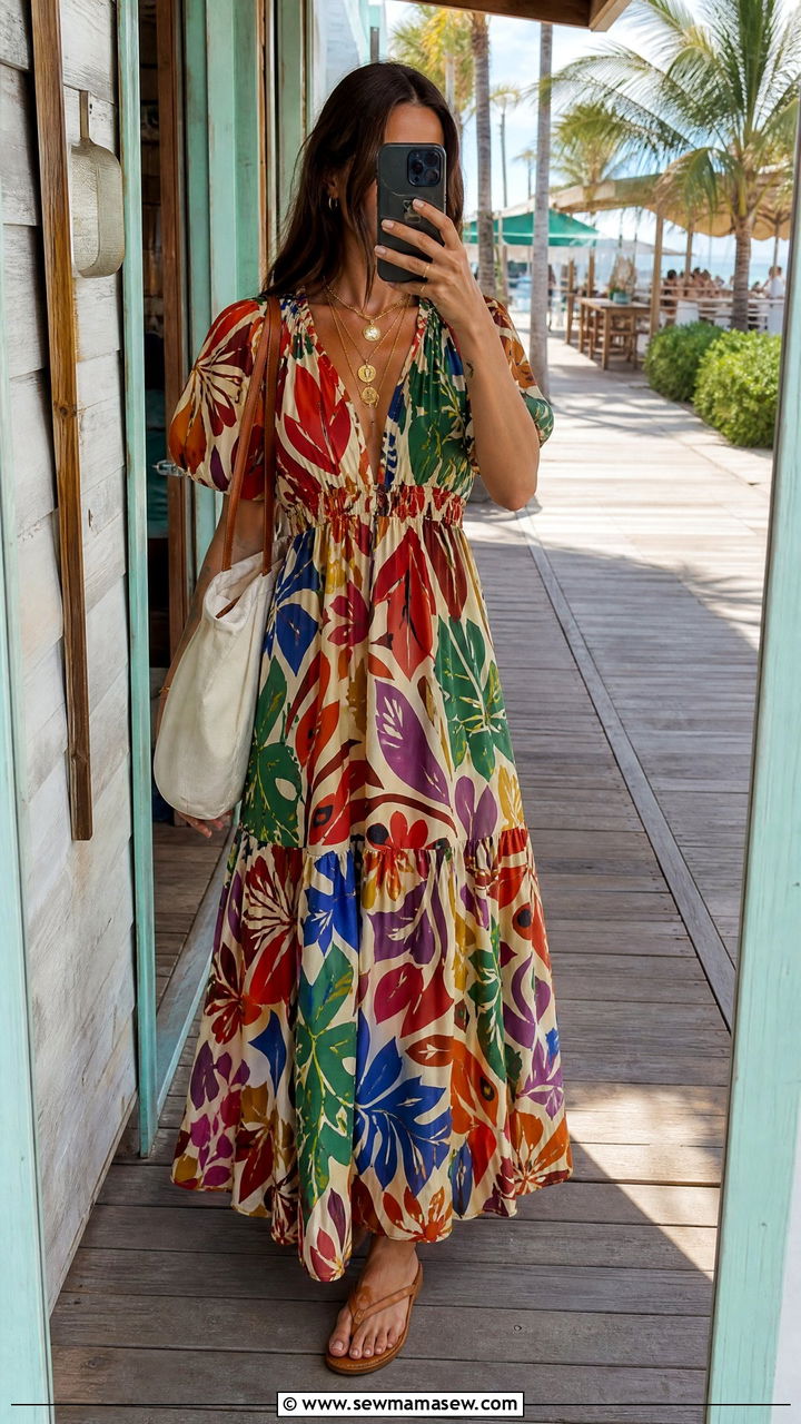 Maxi Dress and Flat Sandals Outfit - 35 how to style maxi dress outfits