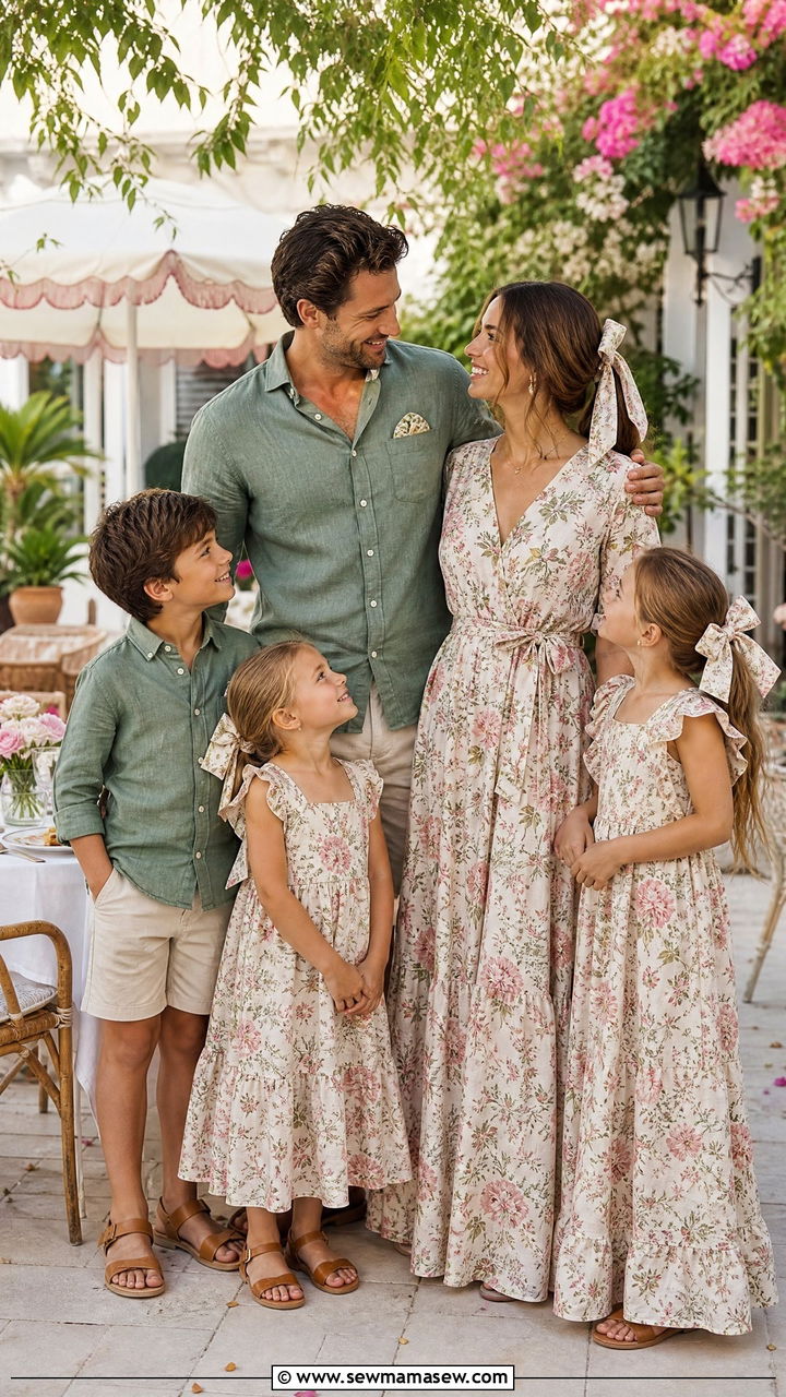 Maxi Dress and Linen Shirt Matching Family Outfits - 30 Matching summer family outfits