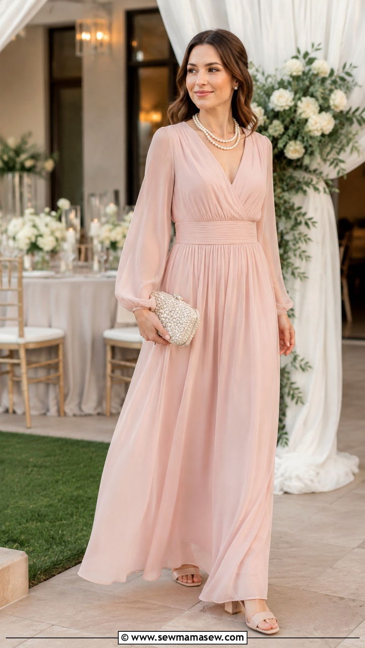 Maxi Dress and Pearl Necklace Outfit - 25 modest classy outfits inspo