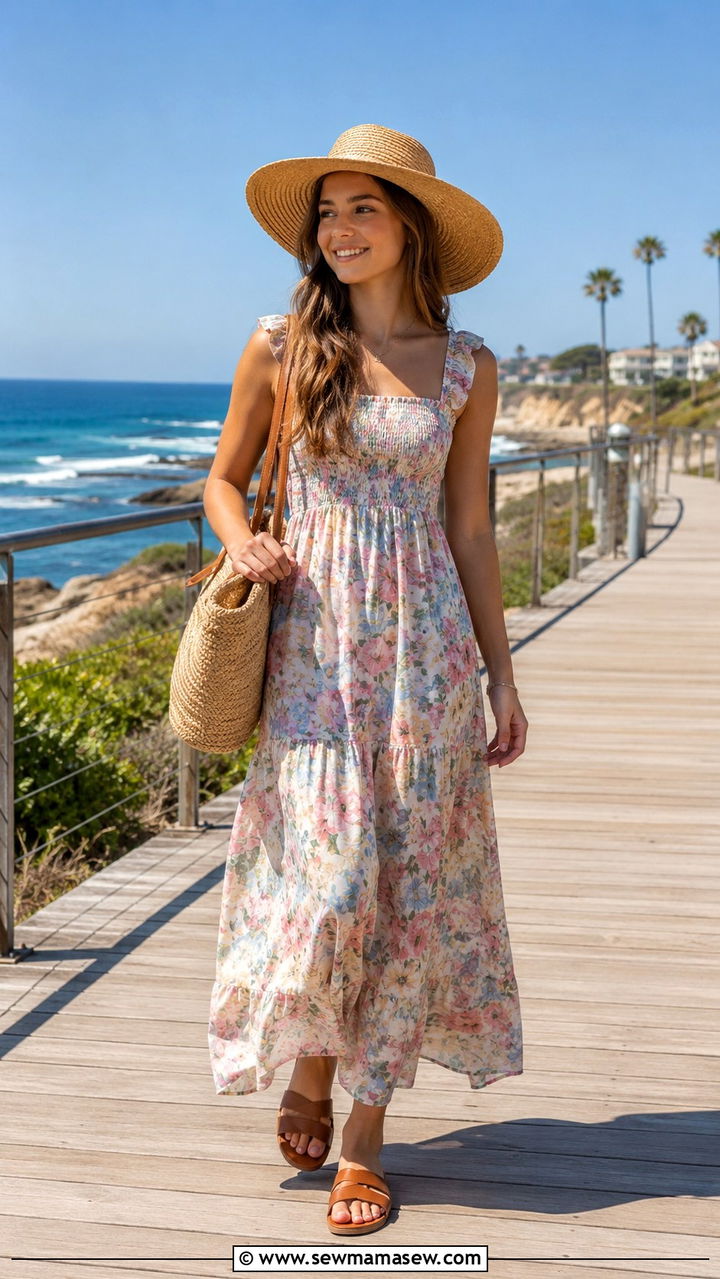 Maxi Dress and Sandals Travel Outfit - 25 Travel outfit ideas for teens