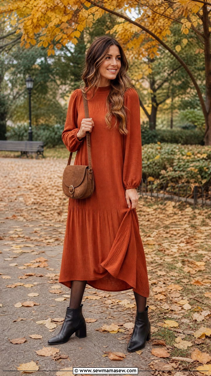 Maxi Dress with Ankle Boots Outfit - 35 how to style maxi dress outfits