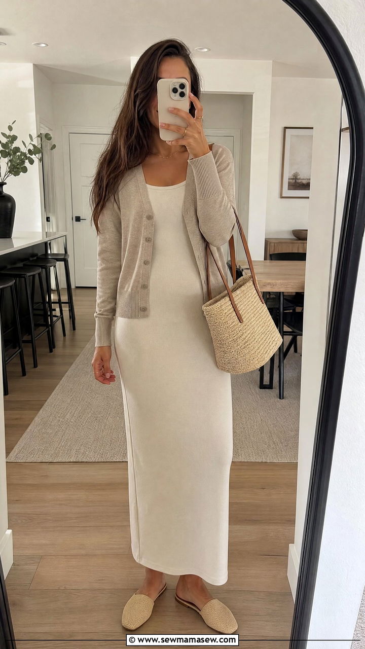 Maxi Dress with Cardigan Outfit - 35 how to style maxi dress outfits