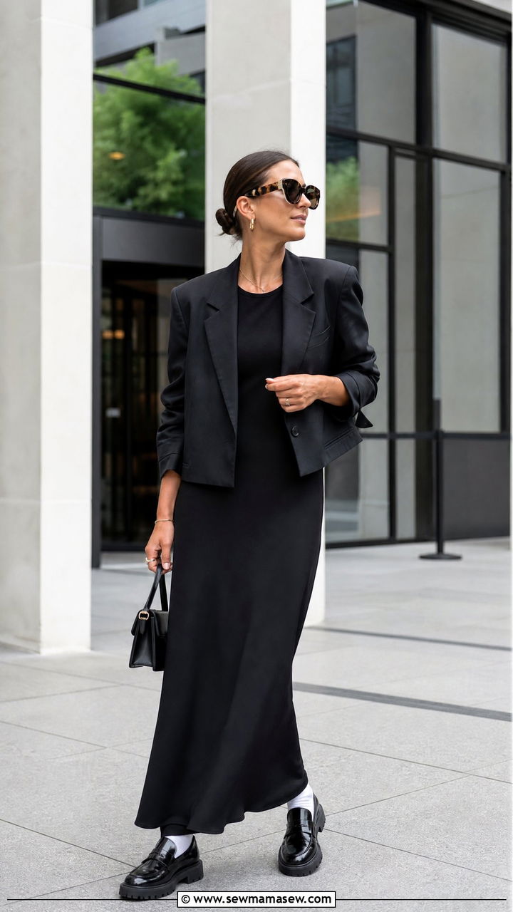 Maxi Dress with Chunky Loafers - 35 maxi dress outfits inspo