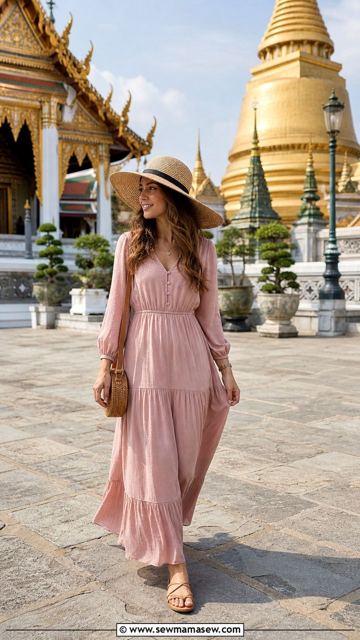 Maxi Dress with Flat Sandals for Grand Palace - 40 What to wear in Bangkok