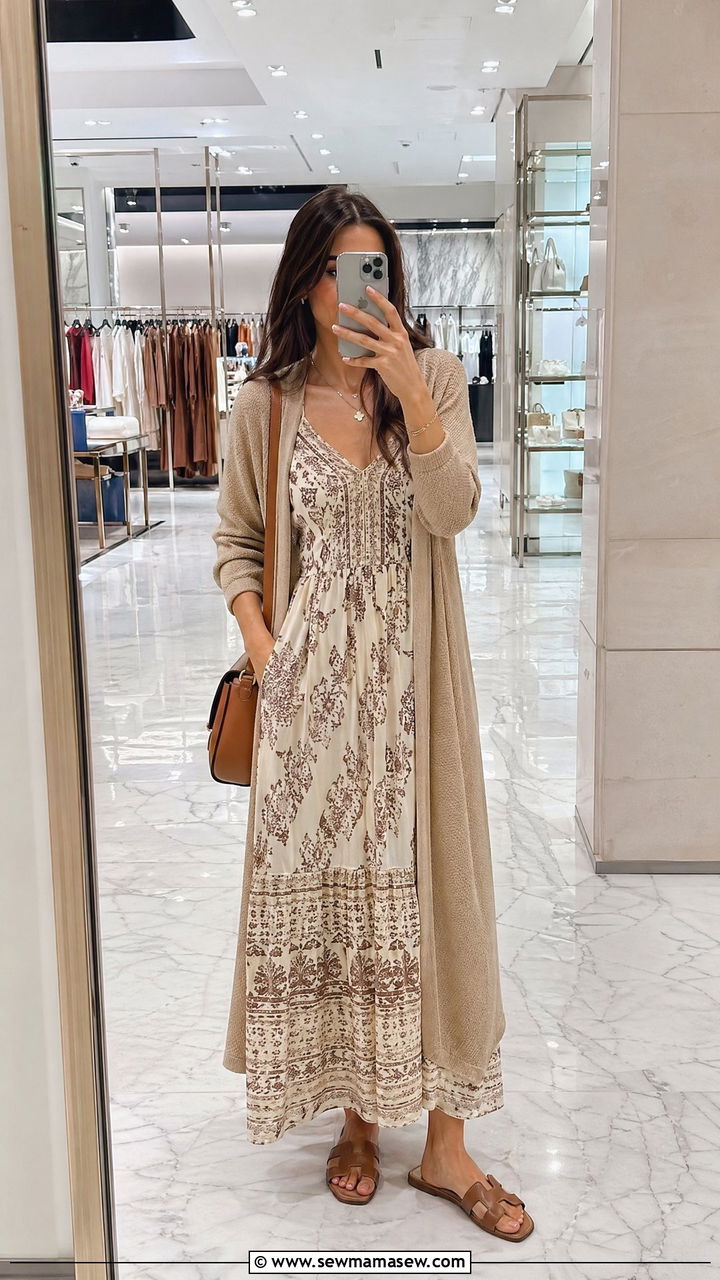 Maxi Dress with Lightweight Cardigan Dubai - 35 Dubai outfit ideas