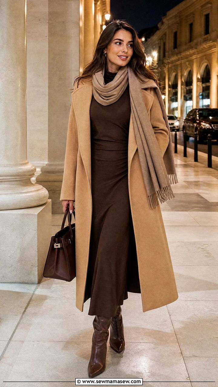 Maxi Dress with Long Coat Outfit - 35 maxi dress outfits inspo