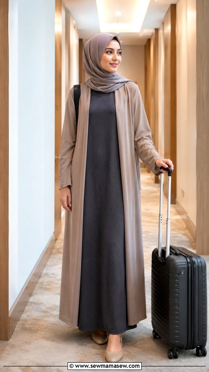 Maxi Dress with Open Cardigan for Umrah - 30 Modest outfit ideas for Umrah