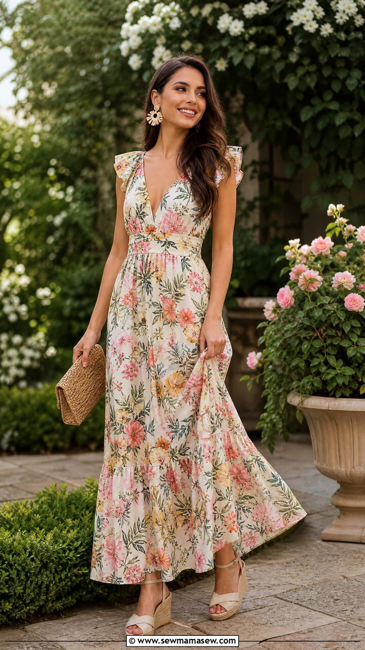 Maxi Dress with Wedge Sandals Outfit - 35 maxi dress outfits inspo