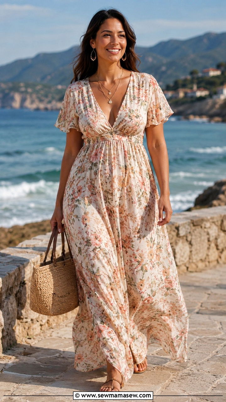Maxi Dress with a Defined Empire Waist - 30 Outfit ideas for wide hips