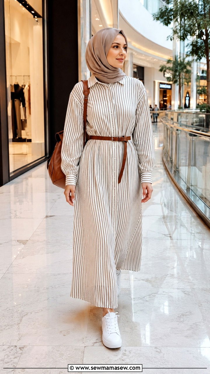 Maxi Shirt Dress With Sneakers For Dubai Mall - 20 Modest outfit ideas for Dubai