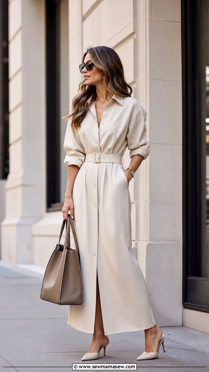 Maxi Shirt Dress with Heels Outfit - 30 Maxi dress with heels outfit ideas