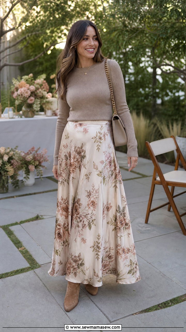 Maxi Skirt And Knit Sweater Bridal Shower - 30 classy bridal shower outfit ideas
