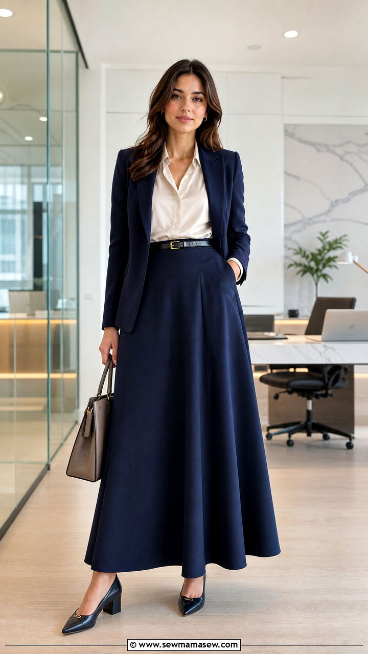 Maxi Skirt Office Outfit - 35 maxi skirt outfit ideas for women
