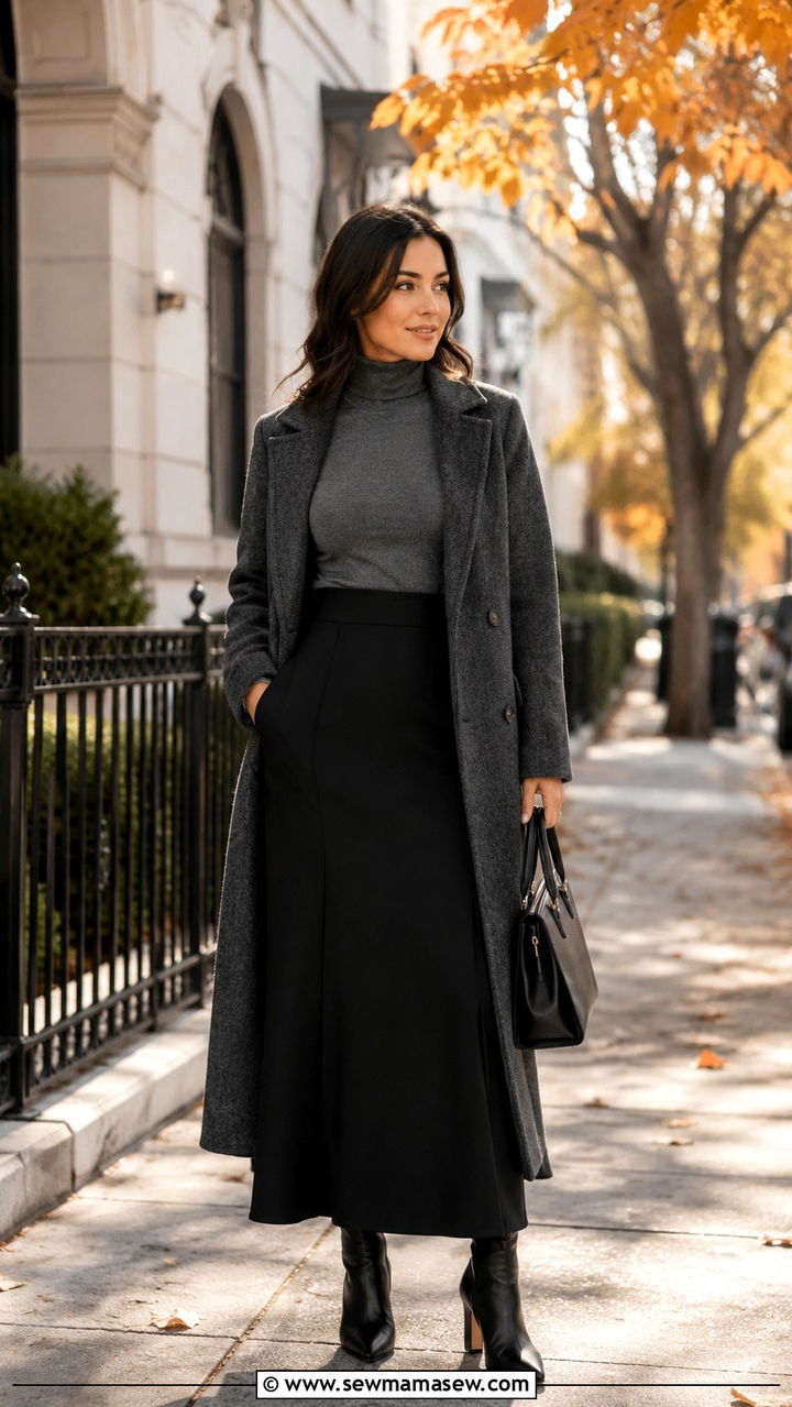 Maxi Skirt With Ankle Boots Office Outfit - 30 Maxi skirt outfit ideas for work