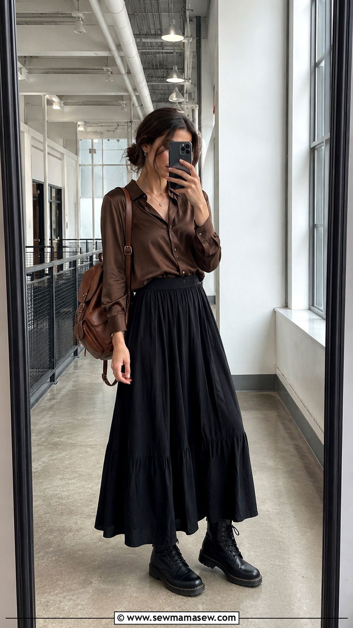 Maxi Skirt With Combat Boots Outfit - 25 PhD student outfit ideas