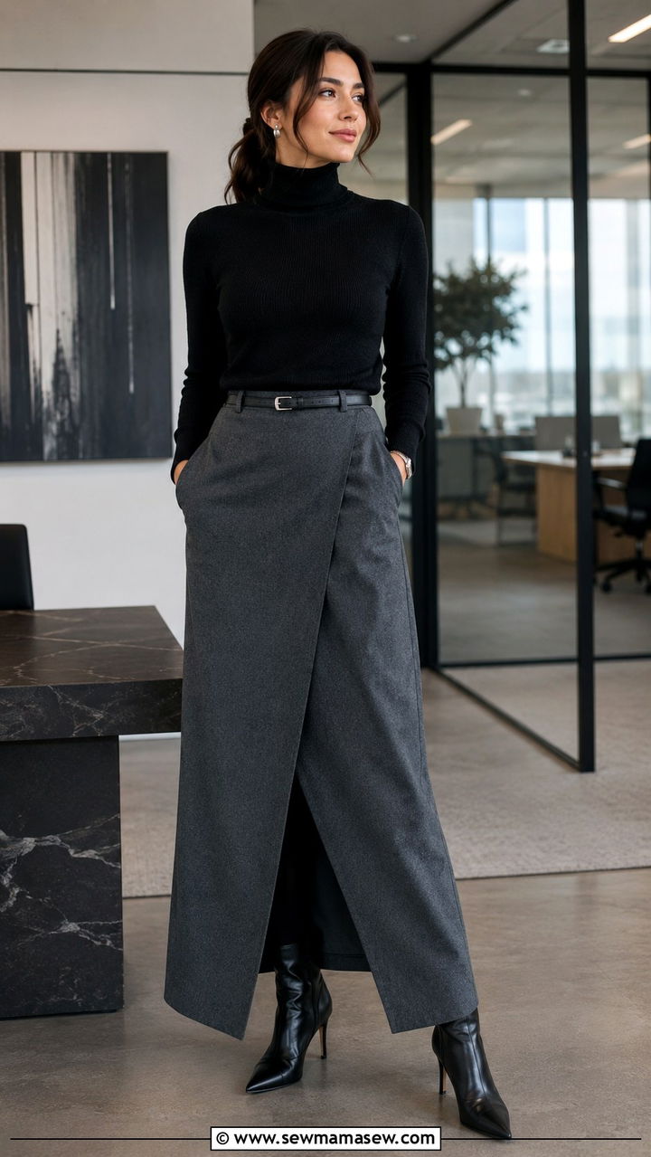 Maxi Skirt With Pointed Toe Boots Outfit - 30 Maxi skirt outfit ideas with boots